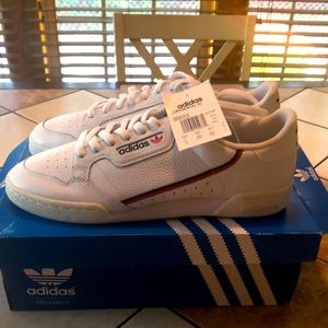 Men Continental 80 white/red/navy blue Adidas, brand new, never been worn.